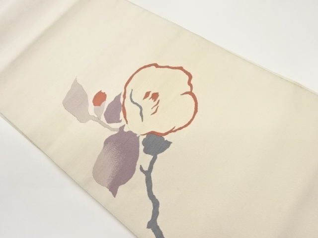 JAPANESE NAGOYA OBI / TSUZURE / WOVEN ABSTRACT FLOWER